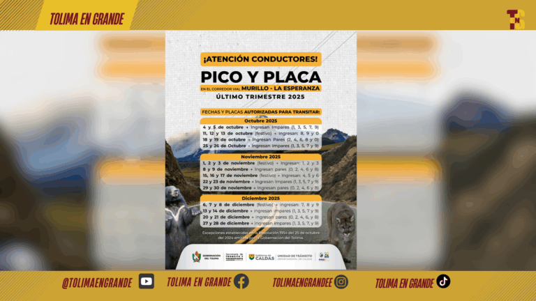 Pico y Placa en la vía Murillo – La Esperanza: así funcionará durante el fin de año